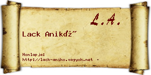 Lack Anikó névjegykártya